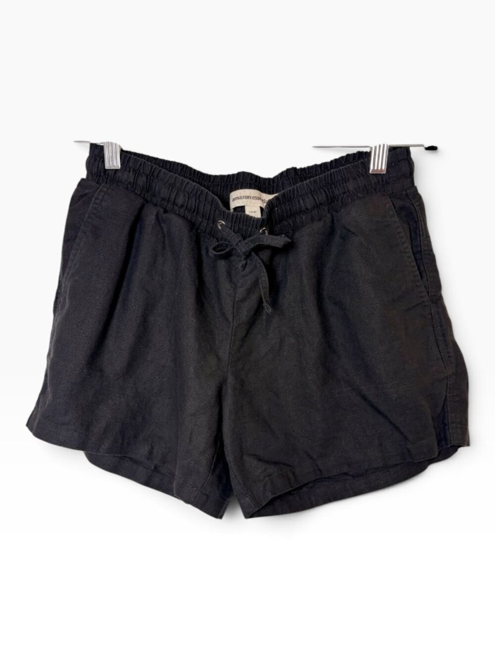 Amazon Essentials Black Linen Blend Drawstring Shorts Size Medium
